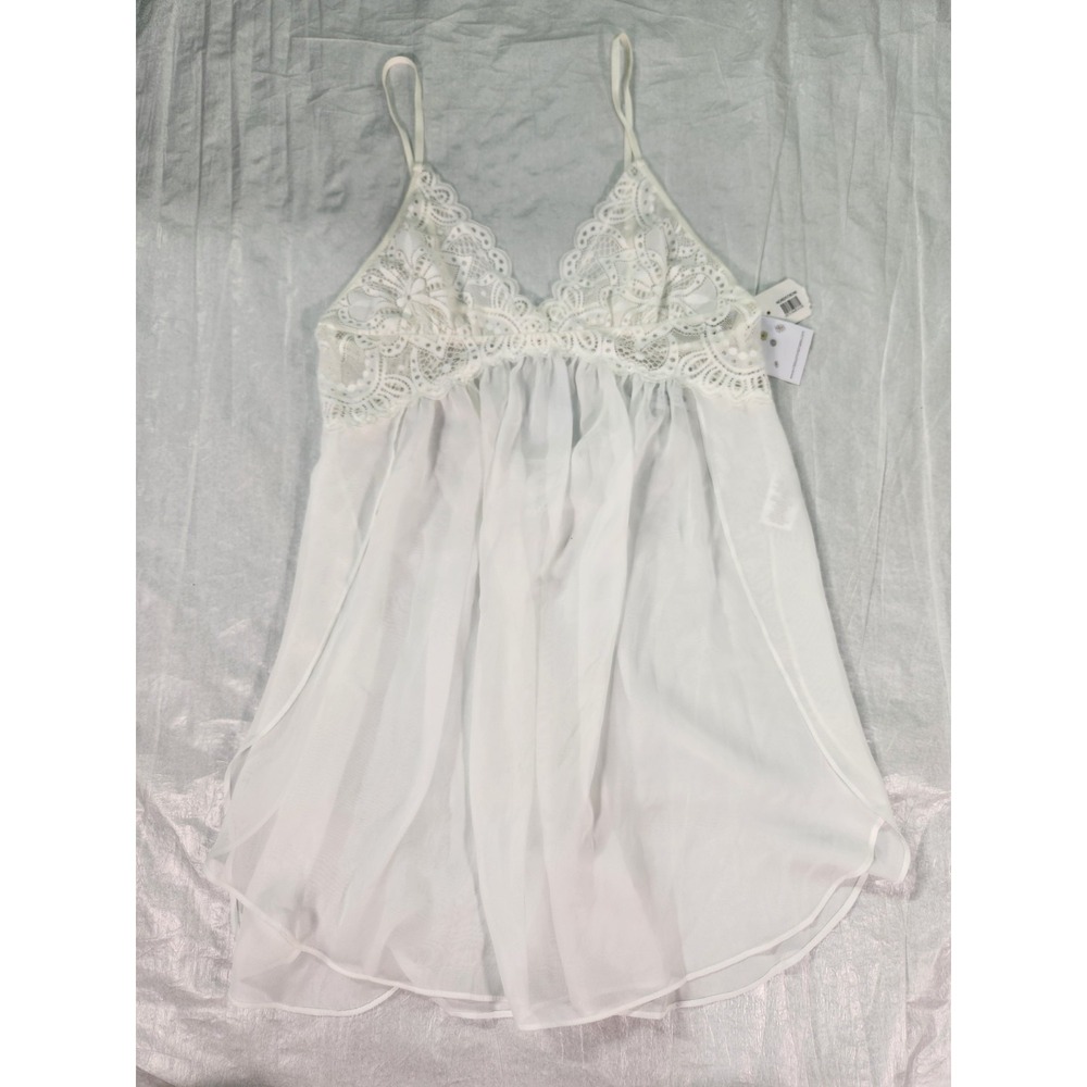 In Bloom Jonquil white lace nightie babydoll lingerie Medium Slip Dress Bride